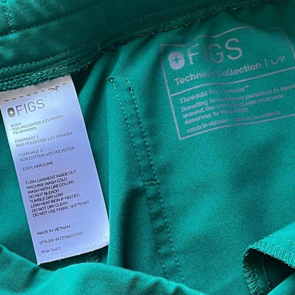 FIGS Zamora High Rise Jogger Scrub Pants Green Large Petite W23SW2016P - Picture 3 of 5